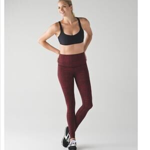 Lululemon Wunder Under Pant Legging (Hi-Rise) Maze True Red Black Size 4